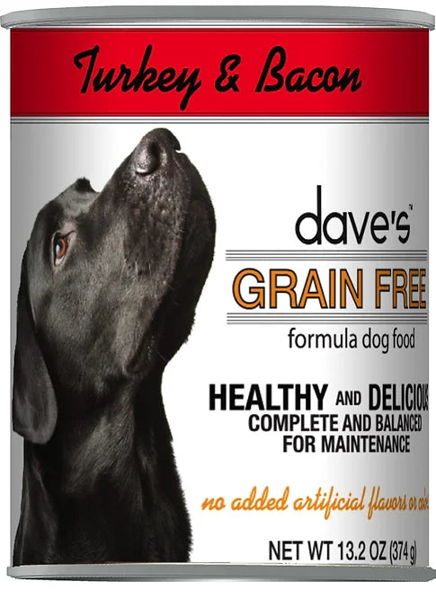 Dave's Grain Free Turkey and Bacon Canned Dog Food 13.2 oz