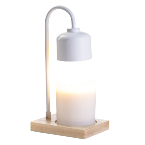 White & Wood Arched Candle Warmer Lamp
