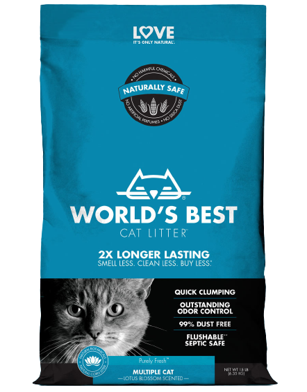 World's Best Multiple Cat Lotus Blossom Scented Cat Litter, 15lbs