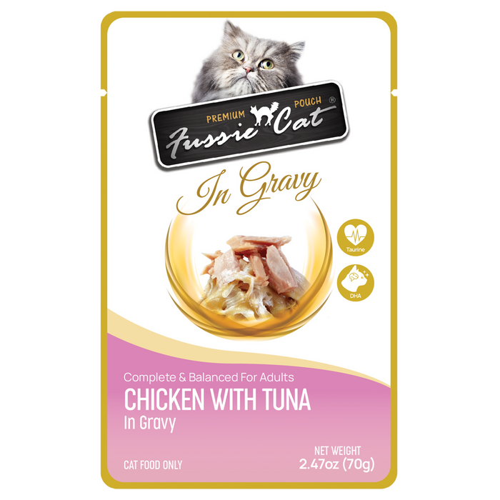 Fussie Cat Chicken & Tuna Gravy Cat Food, 2.47oz Pouch