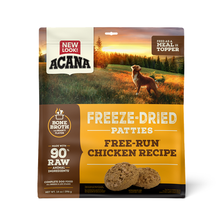 Acana Grain Free Freeze-Dried Dog Food Patties, Free-Run Chicken Recipe, 14oz
