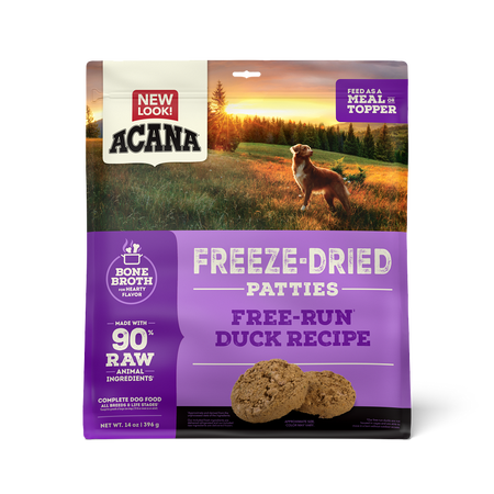 Acana Freeze-Dried Dog Food Patties, Free-Run Duck Recipe, 14oz