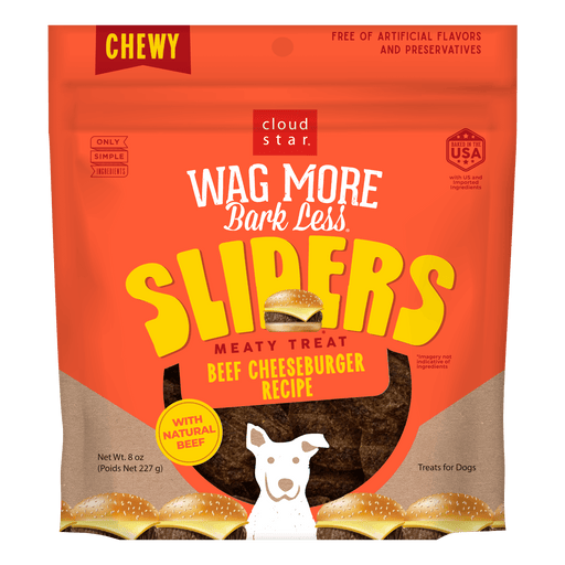 Cloud Star Wag More Bark Less Sliders Beef Cheeseburger Dog Treats, 8oz