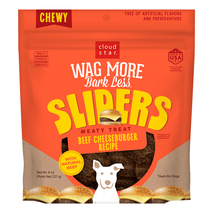 Cloud Star Wag More Bark Less Sliders Beef Cheeseburger Dog Treats, 8oz