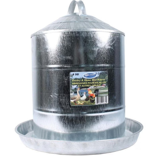 Galvanized Poultry & Game Bird Waterer, 5 Gal