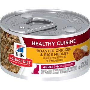 Hill's Science Diet Adult Healthy Cuisine Canned Cat Food, Roasted Chicken & Rice Medley, 2.8 oz
