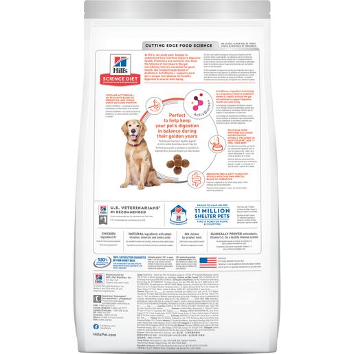Hill's Science Diet Adult 7+ Perfect Digestion Chicken Dry Dog Food, 22 lb. Bag