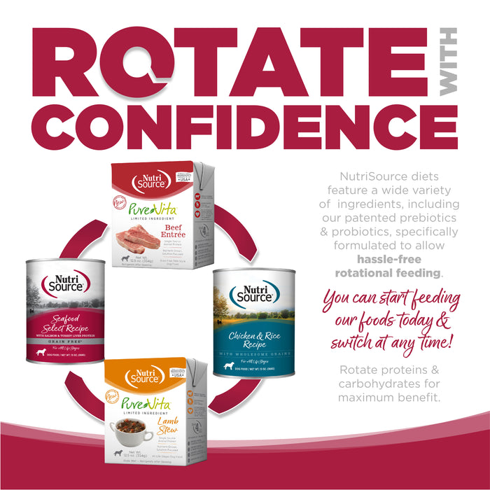 NutriSource Chicken, Lamb & Ocean Fish Formula Healthy Wet Dog Food, 13oz can