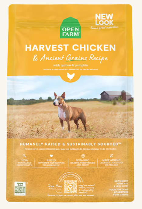 Open Farm Harvest Chicken & Ancient Grains Dry Dog Food, 4lbs