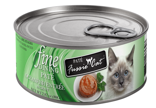 Fussie Cat Fine Dining - Pate - Oceanfish Entree in gravy Canned Cat Food, 2.82oz