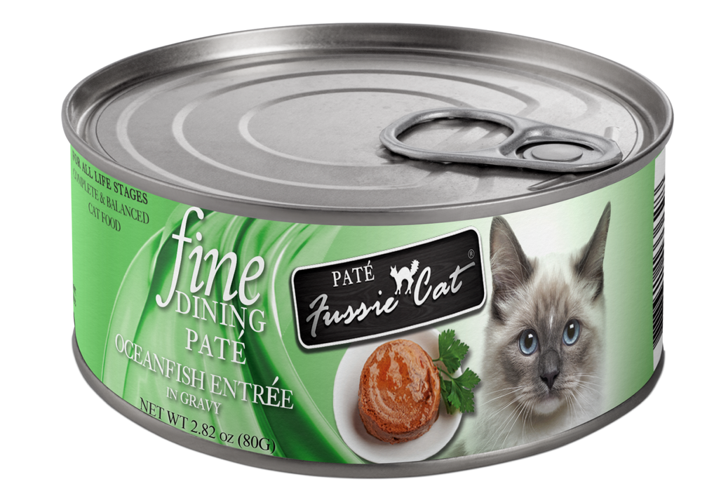 Fussie Cat Fine Dining - Pate - Oceanfish Entree in gravy Canned Cat Food, 2.82oz