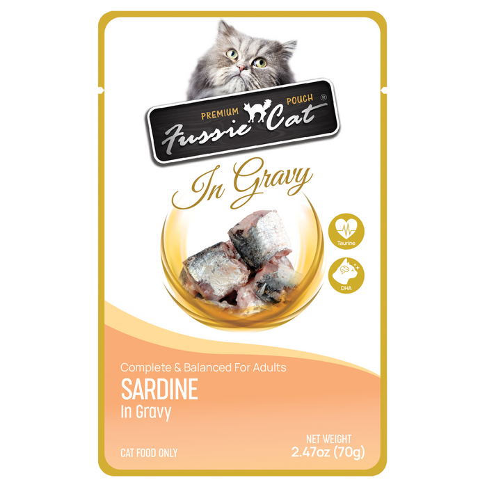 Fussie Cat Sardine in Gravy Wet Cat Food, 2.47oz Pouch