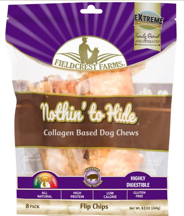 Fieldcrest Farms Nothin' To Hide Flip Chips Dog Chews, Bacon, 8pk
