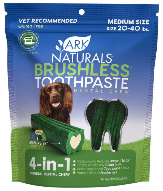 Ark Naturals Brushless Toothpaste, Dog Dental Chews, M/L, 18oz