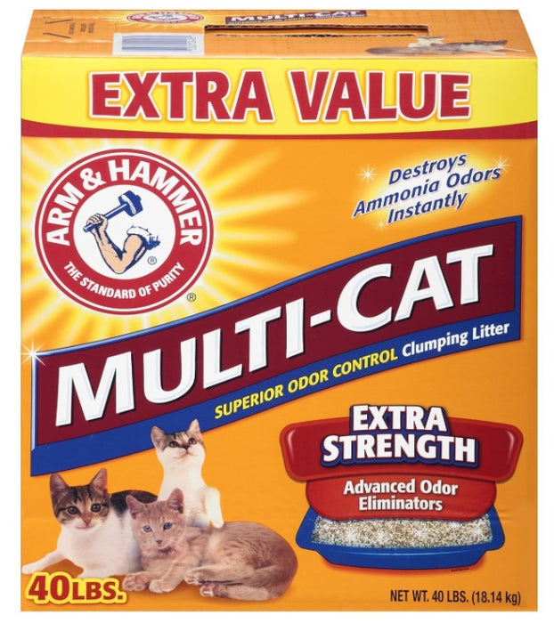 Arm and Hammer Clumping Cat Litter, Multi-Cat Strength, 40 Pound Box