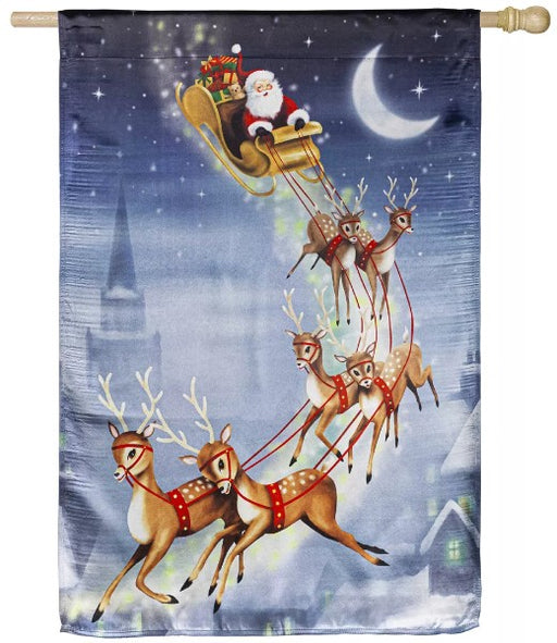 29" Santa Sleigh Lustre House Flag