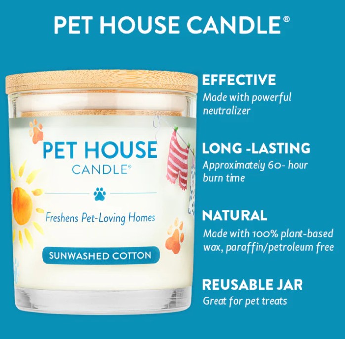 Pet House Candle, Sunwashed Cotton 9oz