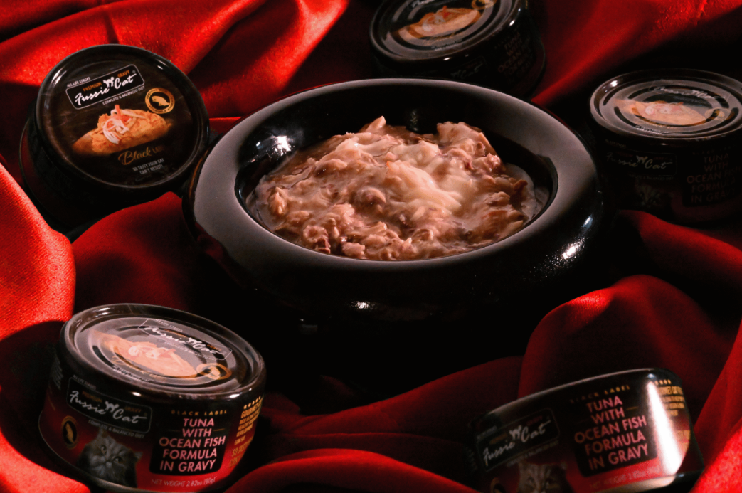 Fussie Cat Premium Black Label Tuna with Ocean Fish Formula in Gravy Recipe Canned Cat Food, 2.82oz