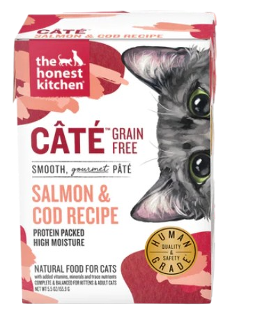 The Honest Kitchen Cate Grain Free Salmon & Cod Wet Cat Food, 5.5oz Box