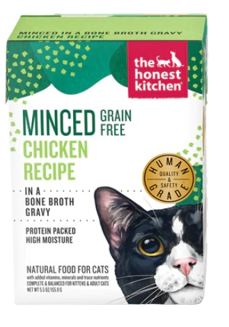 The Honest Kitchen Grain Free Minced Chicken in Both Broth Gravy Wet Cat Food, 5.5oz Box