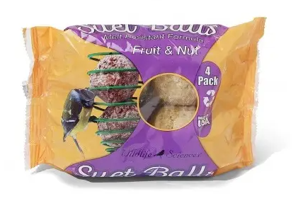 Fruit & Nut Suet Balls – Wrapper 4 Pack, 1lb total