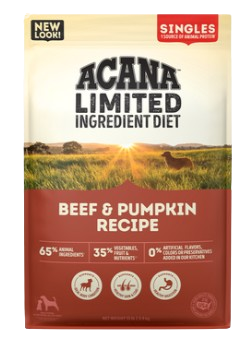 Acana Limited Ingredient Diet Singles, Beef & Pumpkin Recipe Dry Dog Food, 25lbs