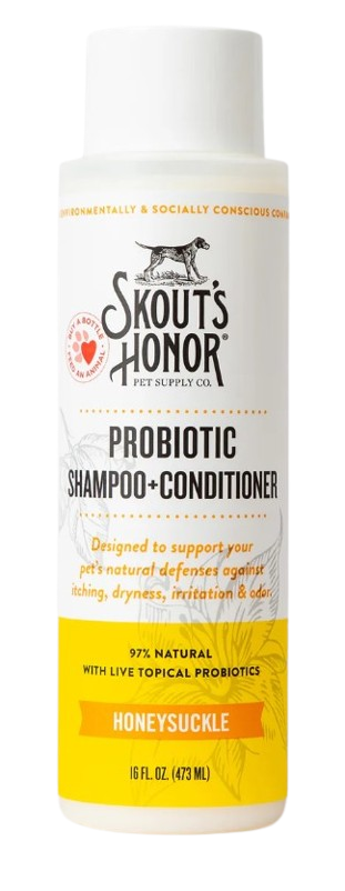 Skout's Honor Probiotic Shampoo + Conditioner for Dogs & Cats, Honeysuckle, 16oz