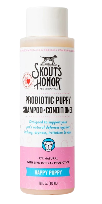 Skout's Honor Probiotic Shampoo + Conditioner for Dogs & Cats, Happy Puppy / Sensitive Skin, 16oz