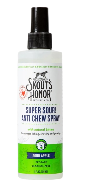 Skout's Honor Super Sour! Anti Chew Spray for Dogs & Cats, Sour Apple, 8oz