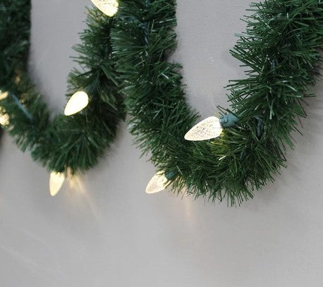 18-Foot Christmas Garland with Warm White Lights