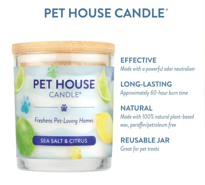 Pet House Candle, Sea Salt & Citrus, 9oz