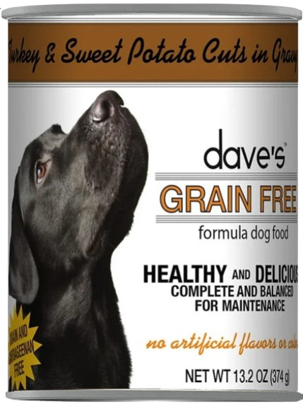 Dave's Grain Free Turkey & Sweet Potato Cuts in Gravy Canned Dog Food 13.2 oz