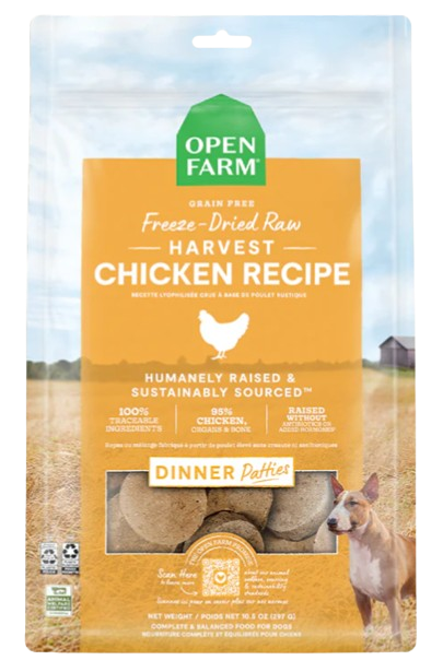 Open Farm Harvest Chicken Freeze Dried Raw Patties for Dogs, 17.5oz