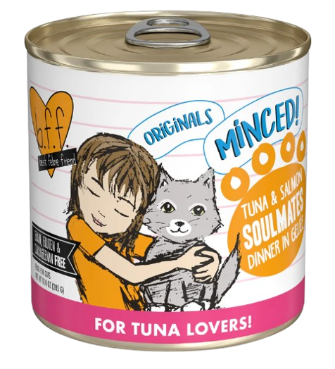 Weruva BFF Minced Soulmates Tuna & Salmon Dinner in Gelée Canned Cat Food, 10oz