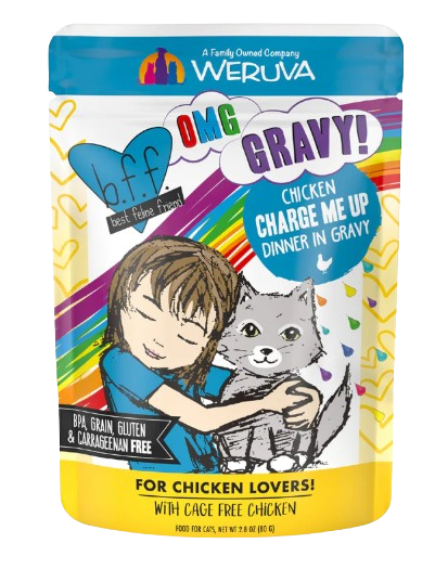 Weruva BFF OMG Gravy  Chicken Charge Me Up Chicken Dinner in Gravy Cat Food Pouch, 3oz