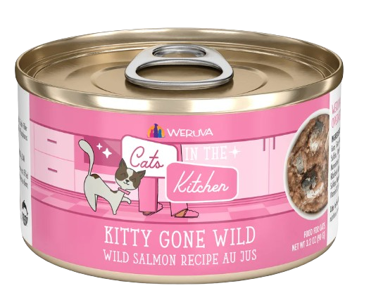 Cats in the Kitchen  Kitty Gone Wild Wild Salmon Recipe Au Jus Canned Cat Food, 3.2oz