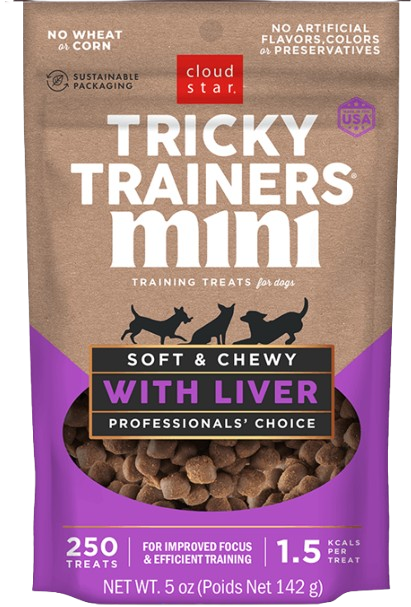 Cloud Star Chewy Tricky Trainers Mini Chicken Liver Chewy Dog Treats, 5oz