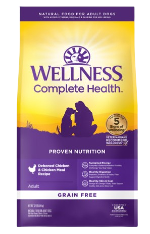 Wellness Complete Health Grain Free Deboned Chicken & Chicken Meal Dry Dog Food, 22lbs