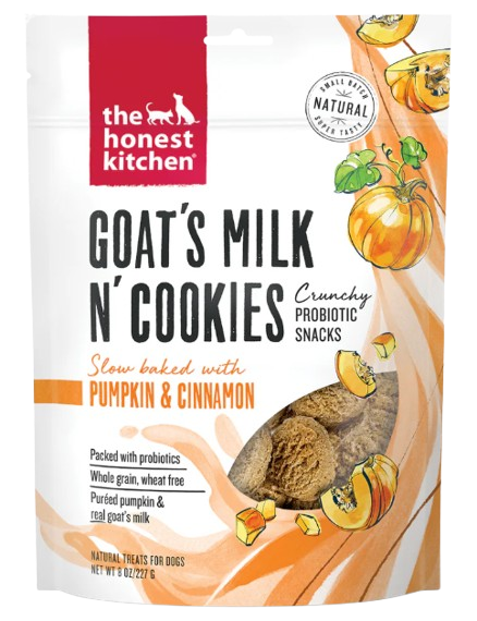 The Honest Kitchen Pumpkin & Cinnamon Goat's Milk N' Cookies Dog Treats, 8oz