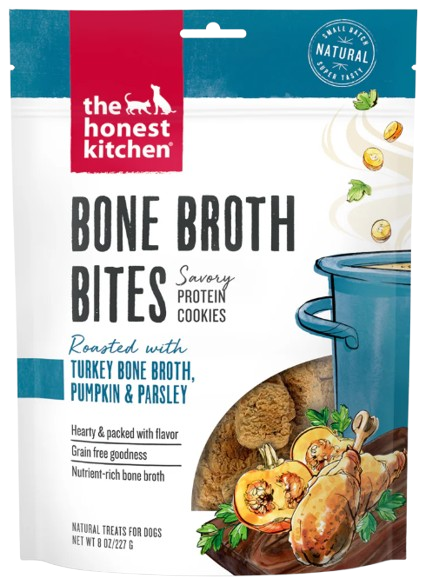 The Honest Kitchen Turkey Bone Broth Bites with Pumpkin Dog Treats, 8oz