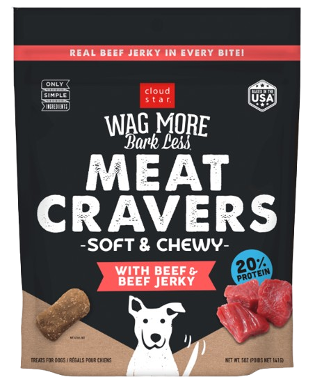 Cloud Star Wag More Bark Less Meat Cravers Soft Chews Dog Treats, Beef, 5oz