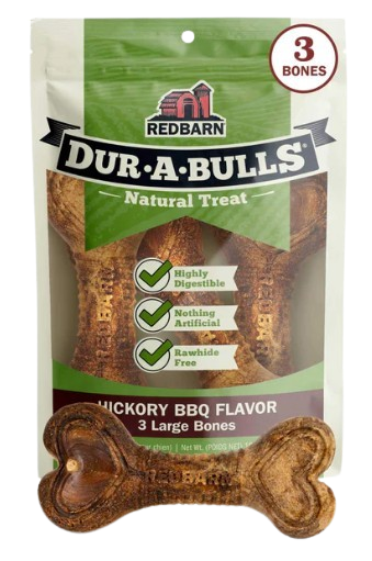 Redbarn Dur-A-Bulls Bone, Hickory BBQ Flavor, Large 3pk