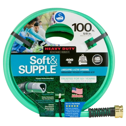 Soft & Supple Flexible Heavy Duty Garden Hose, 5/8"x100'