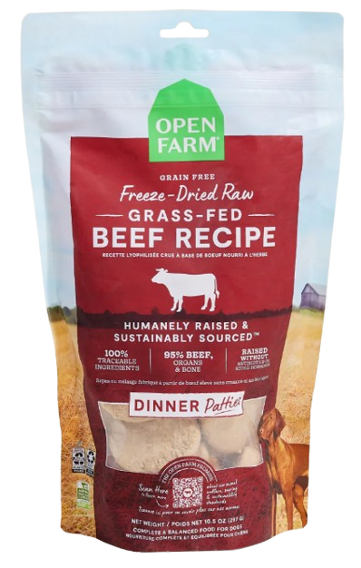 Open Farm Grass-Fed Beef Freeze Dried Raw Patties for Dogs