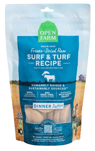 Open Farm Surf & Turf Freeze Dried Raw Patties for Dogs, 10.5oz
