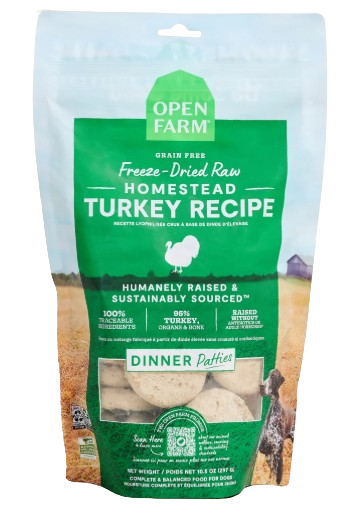 Open Farm Homestead Turkey Freeze Dried Raw Patties for Dogs, 17.5oz