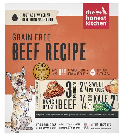The Honest Kitchen Dehydrated Grain Free Beef Dog Food, 2lb box