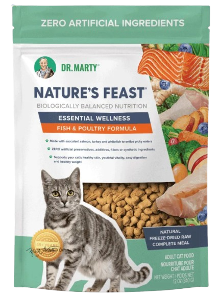 Dr Marty Nature’s Feast Essential Wellness Fish & Poultry Freeze-Dried Raw Cat Food, 5.5oz