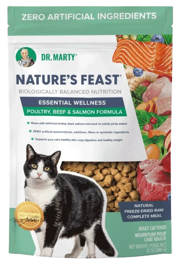 Dr Marty Nature’s Feast Essential Wellness Poultry, Beef, & Salmon Freeze-Dried Raw Cat Food, 5.5oz