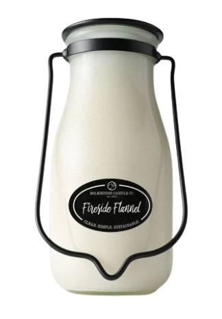 14 oz Milkbottle Candle: Fireside Flannel